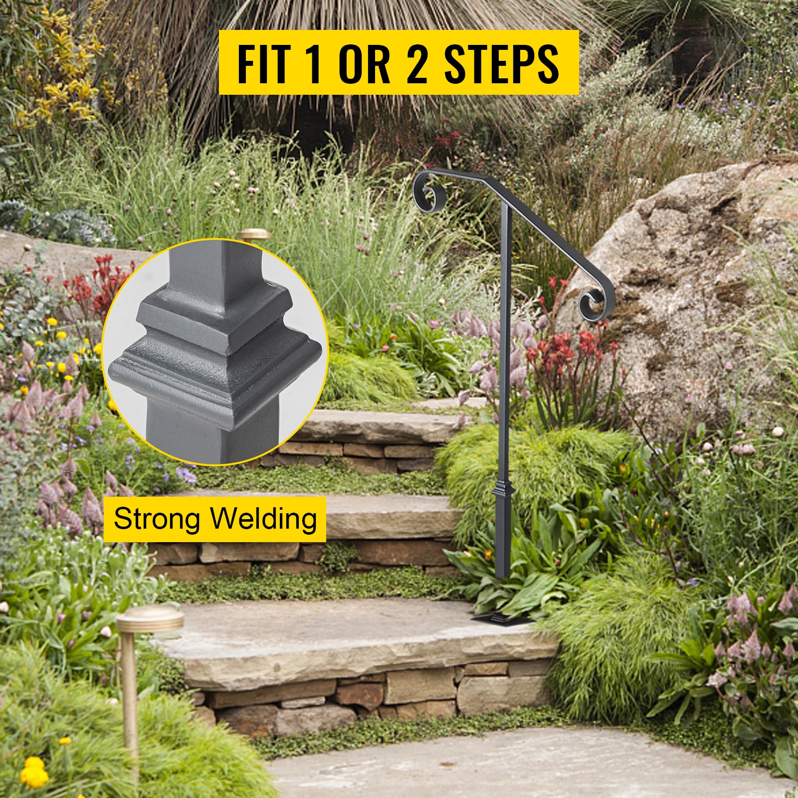 Wrought Iron Handrail For Outdoor Steps Grey Transitional Railing_voghion.com